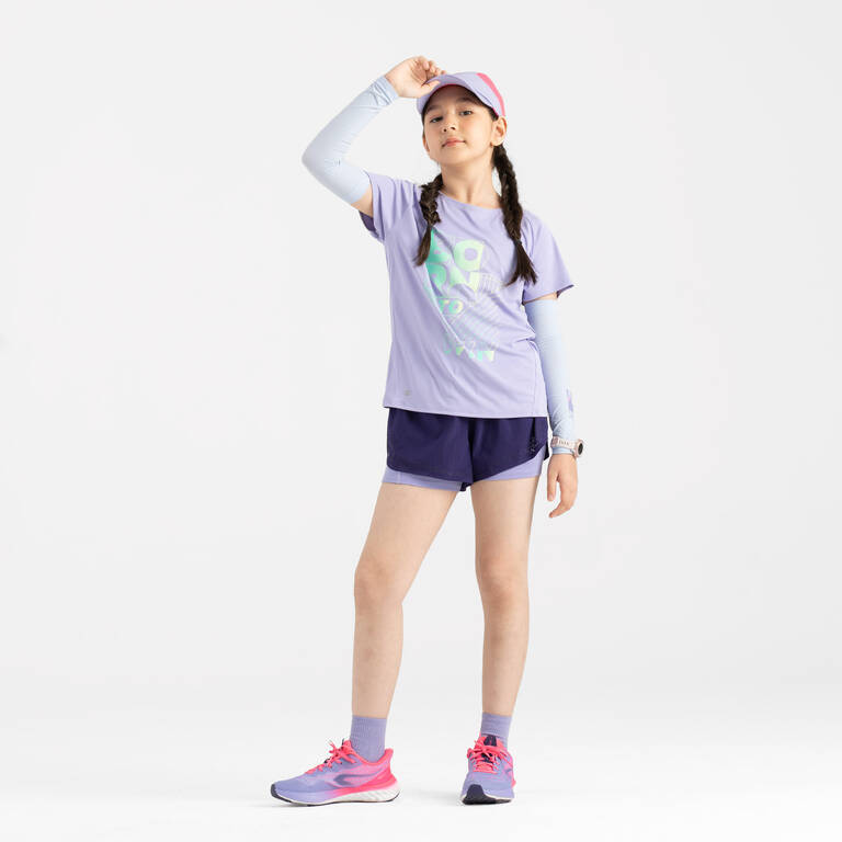 Girl's KIPRUN DRY+ 500 breathable running T-shirt - purple