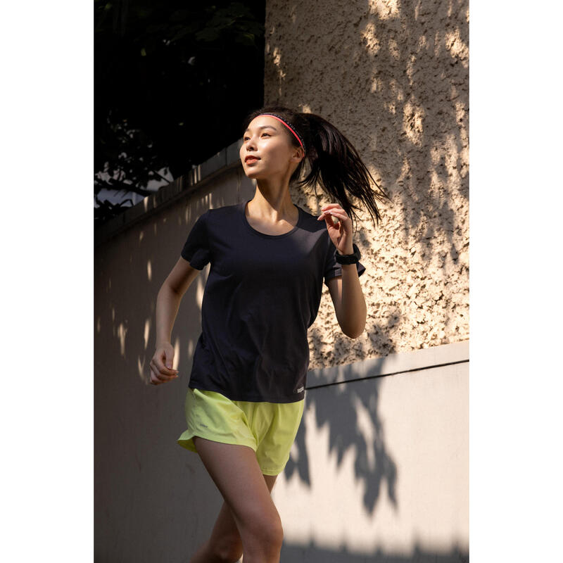 Laufshirt kurzarm Damen atmungsaktiv - Run 100 schwarz 