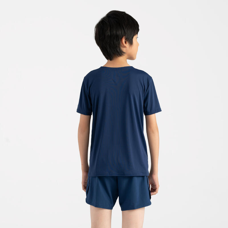 兒童跑步短褲 DRY+ 900－軍藍色和綠色