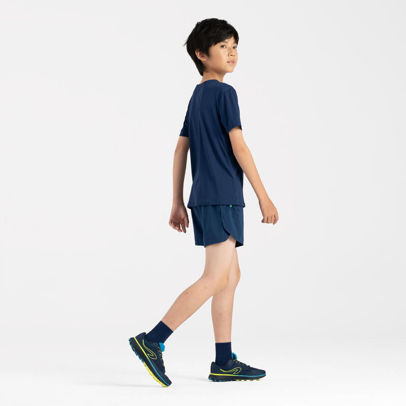 Kid's KIPRUN DRY+ 900 running shorts - navy and green
