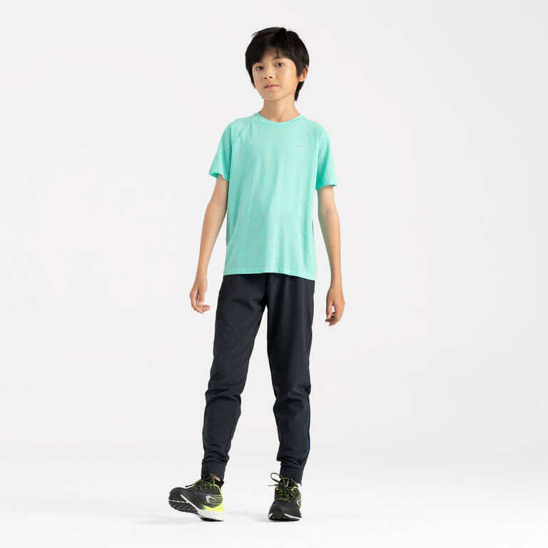 Kids' KIPRUN DRY+ Running Trousers with Zip - black blue