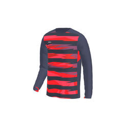 VOETBALSHIRT MET LANGE MOUWEN VOOR KINDEREN MARINEBLAUW/ROOD