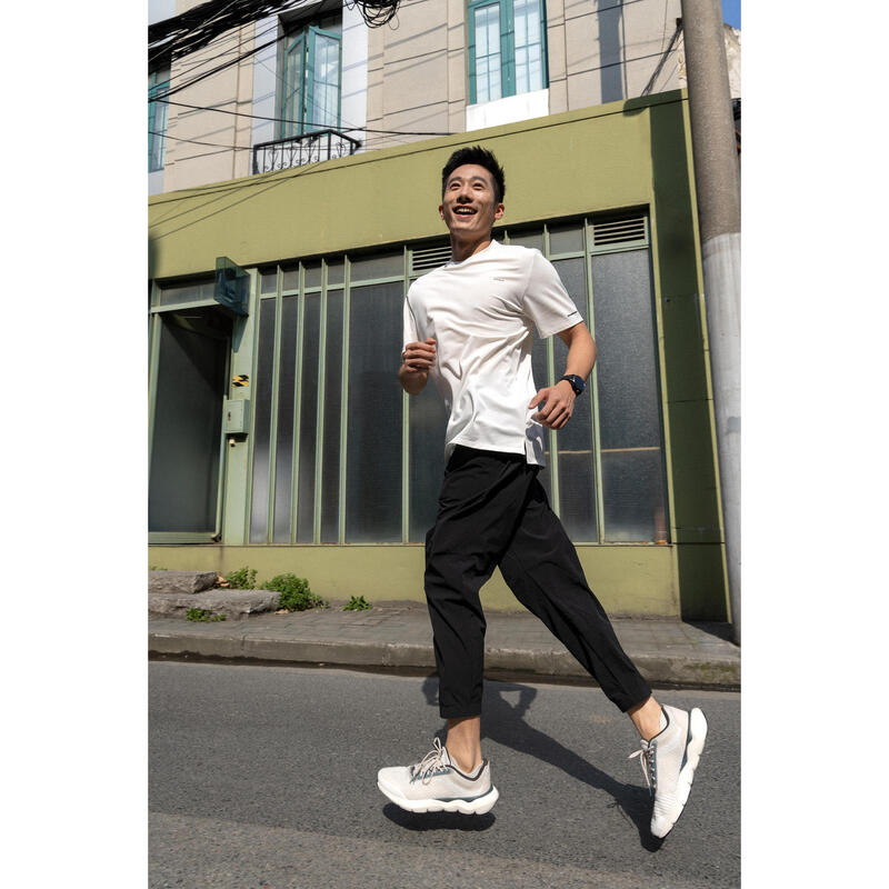 Tricou respirant alergare Jogging KIPRUN Run 500 Dry Alb Bărbați