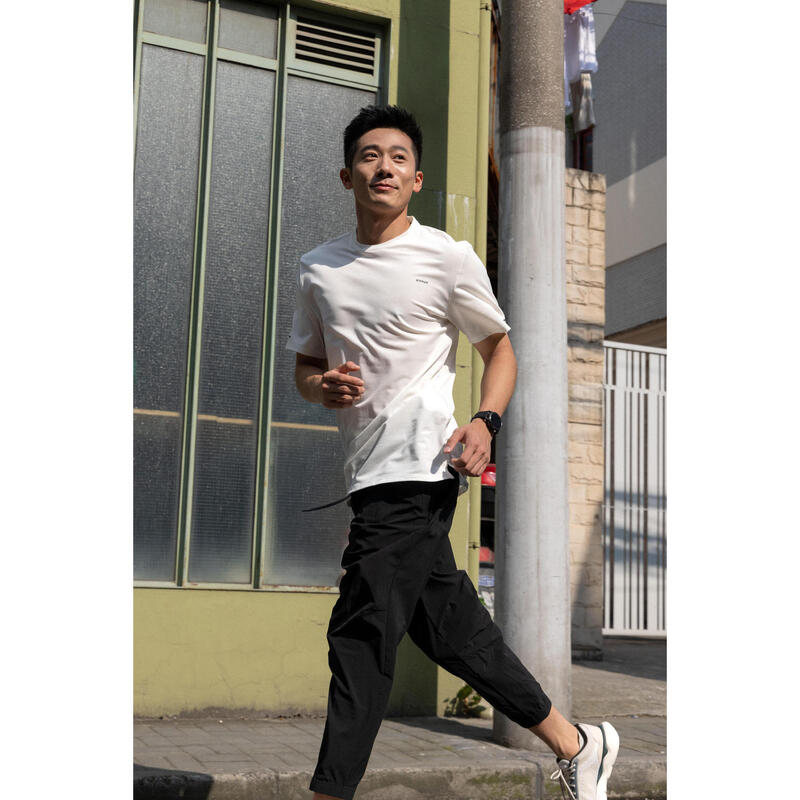 Tricou respirant alergare Jogging KIPRUN Run 500 Dry Alb Bărbați