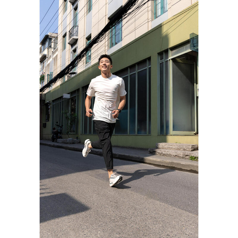 Tricou respirant alergare Jogging KIPRUN Run 500 Dry Alb Bărbați