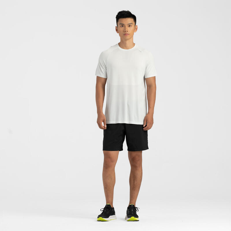 Men's Running Seamless T-Shirt KIPRUN Run 500 Comfort - Light grey