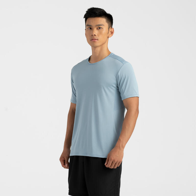 男款透氣跑步 T 恤 Run 500－丹寧藍