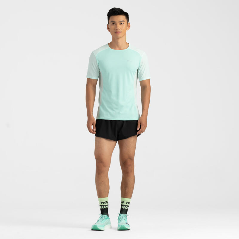 男款透氣跑步 T 恤 LIGHT－淡綠色