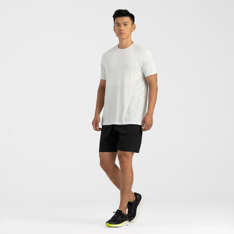 Men's Running Seamless T-Shirt KIPRUN Run 500 Comfort - Light grey