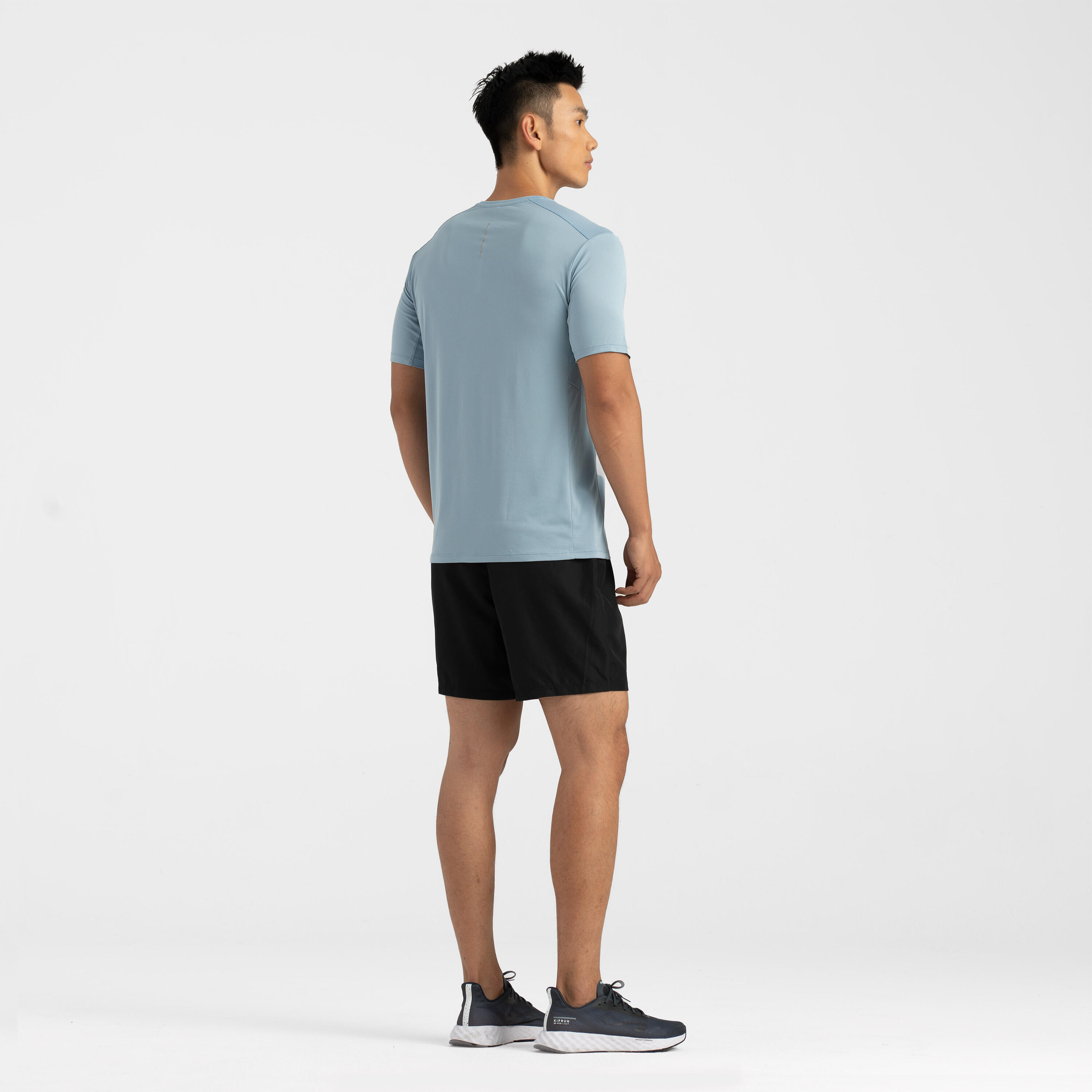 Men Running T-Shirt, Quick Dry, Crew Neck - Denim Blue