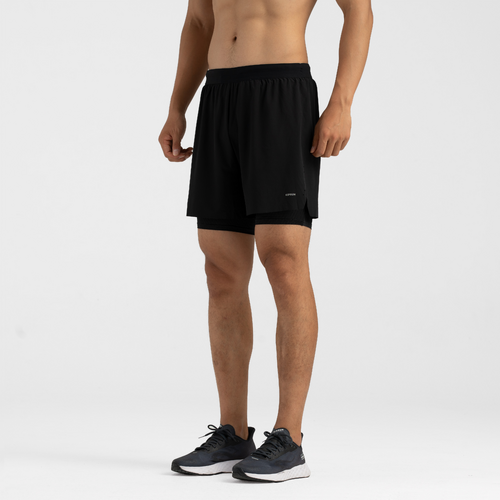 Short 2 en 1 de running Homme - KIPRUN Run 500 Confort Noir