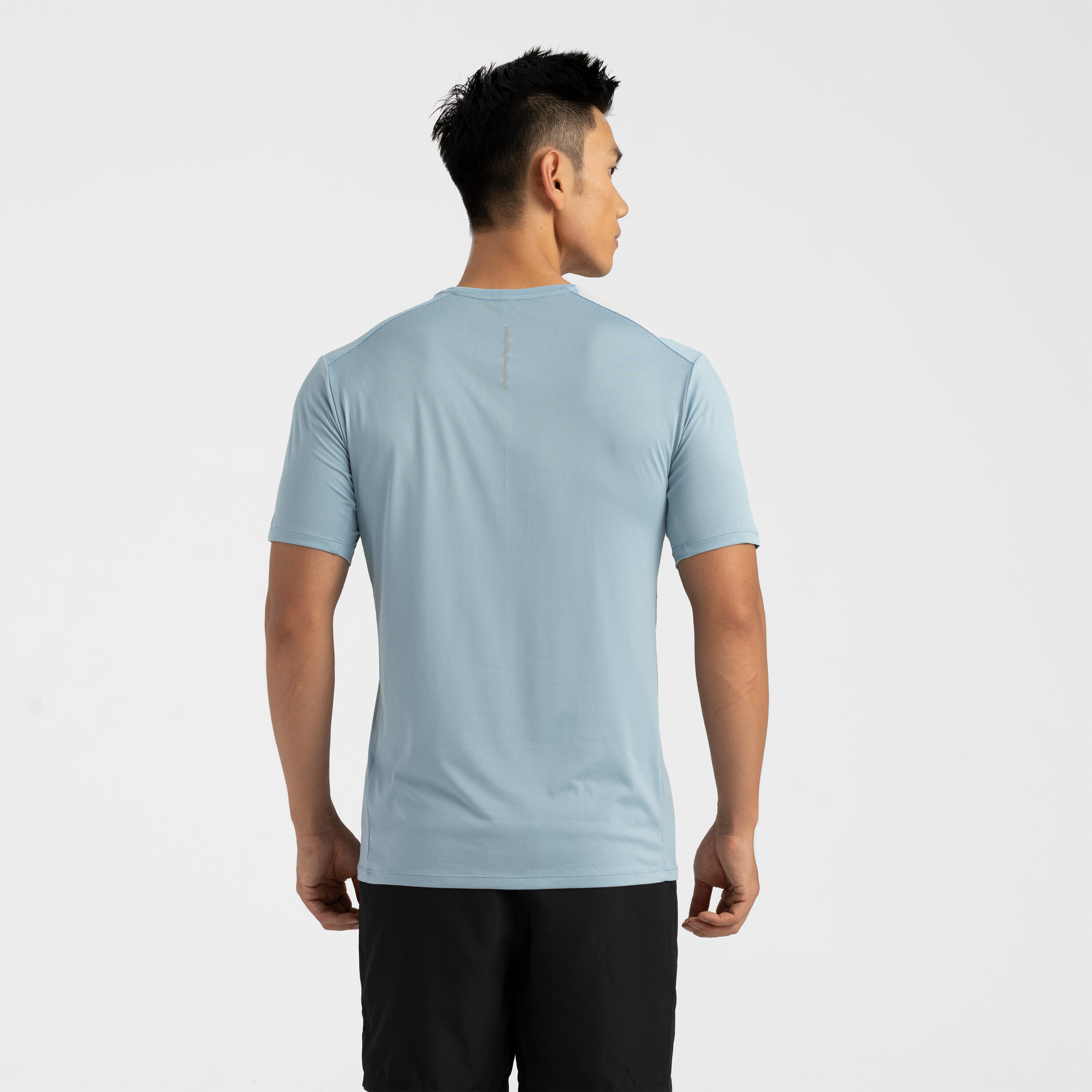 Men Running T-Shirt, Quick Dry, Crew Neck - Denim Blue