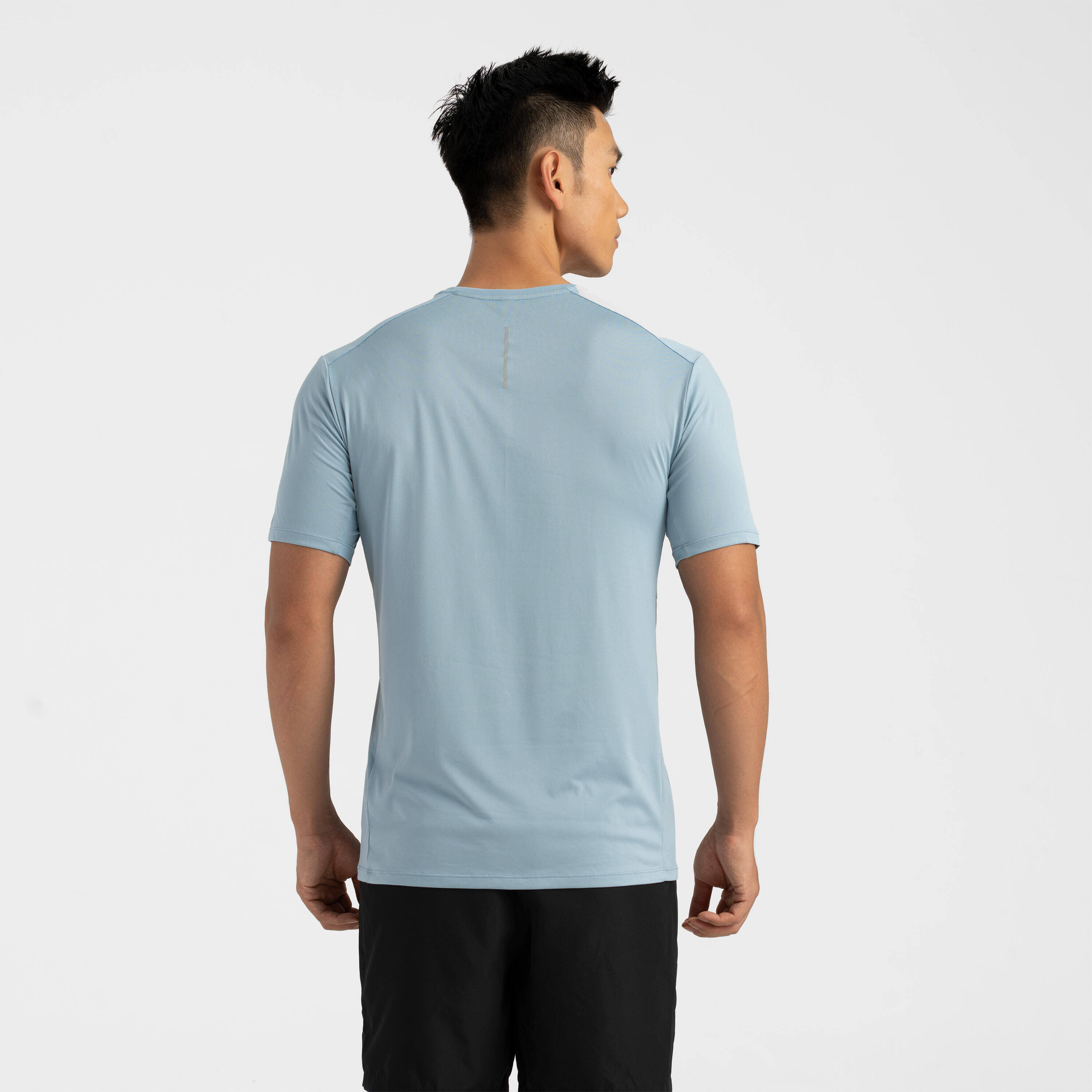 Men Running T-Shirt, Quick Dry, Crew Neck - Denim Blue -  5
