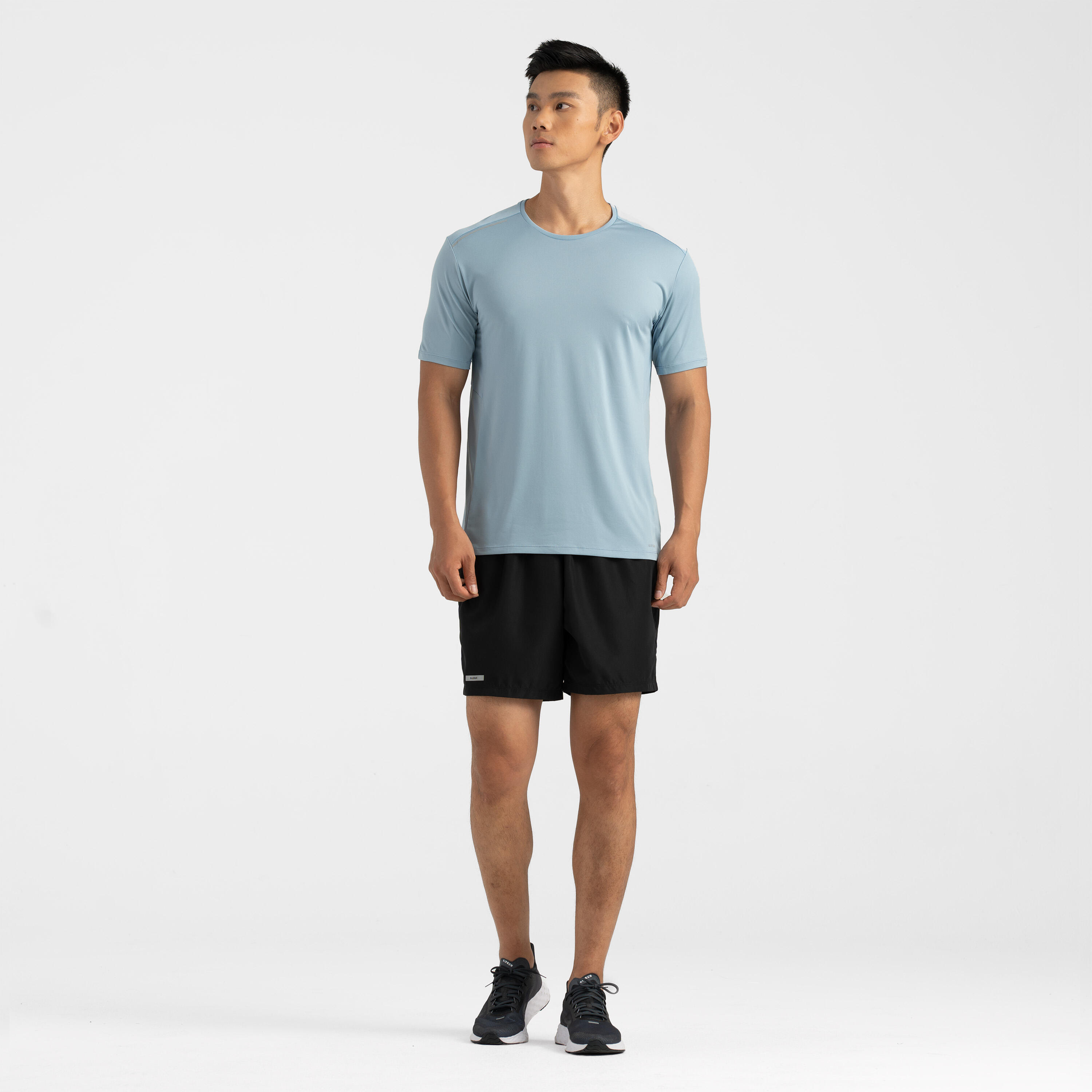 Men Running T-Shirt, Quick Dry, Crew Neck - Denim Blue