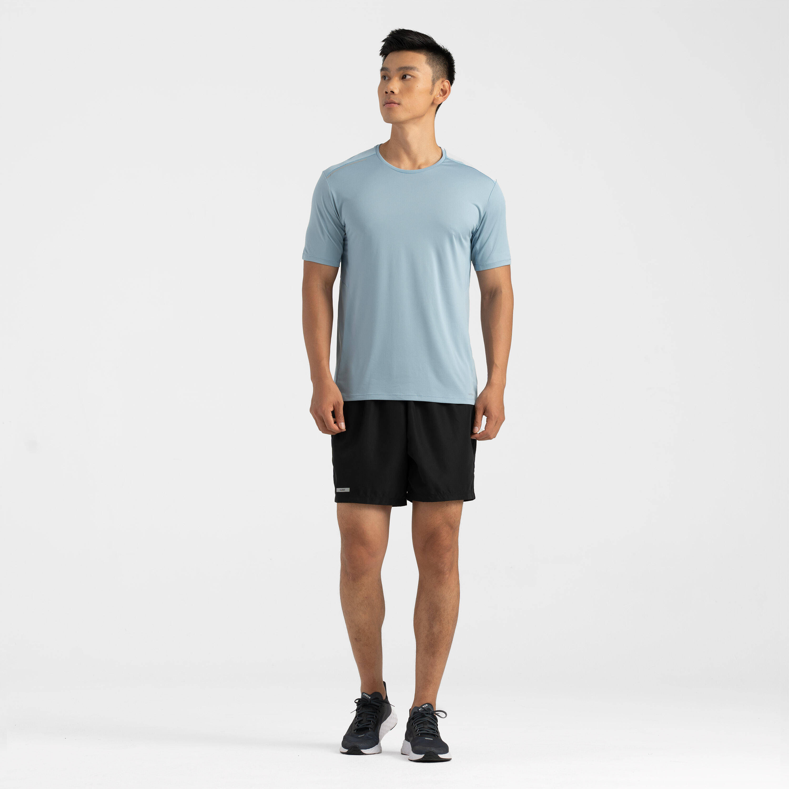 Men Running T-Shirt, Quick Dry, Crew Neck - Denim Blue -  4