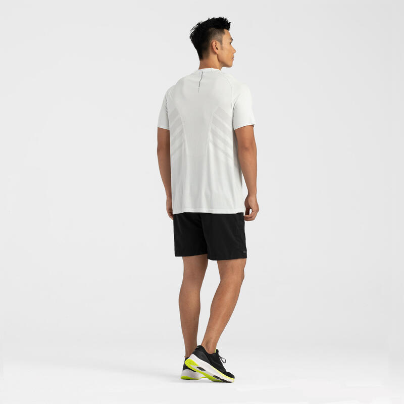 Men's Running Seamless T-Shirt KIPRUN Run 500 Comfort - Light grey