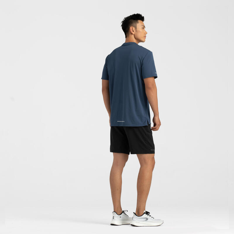 男款透氣跑步 T 恤 500 Dry－石板藍