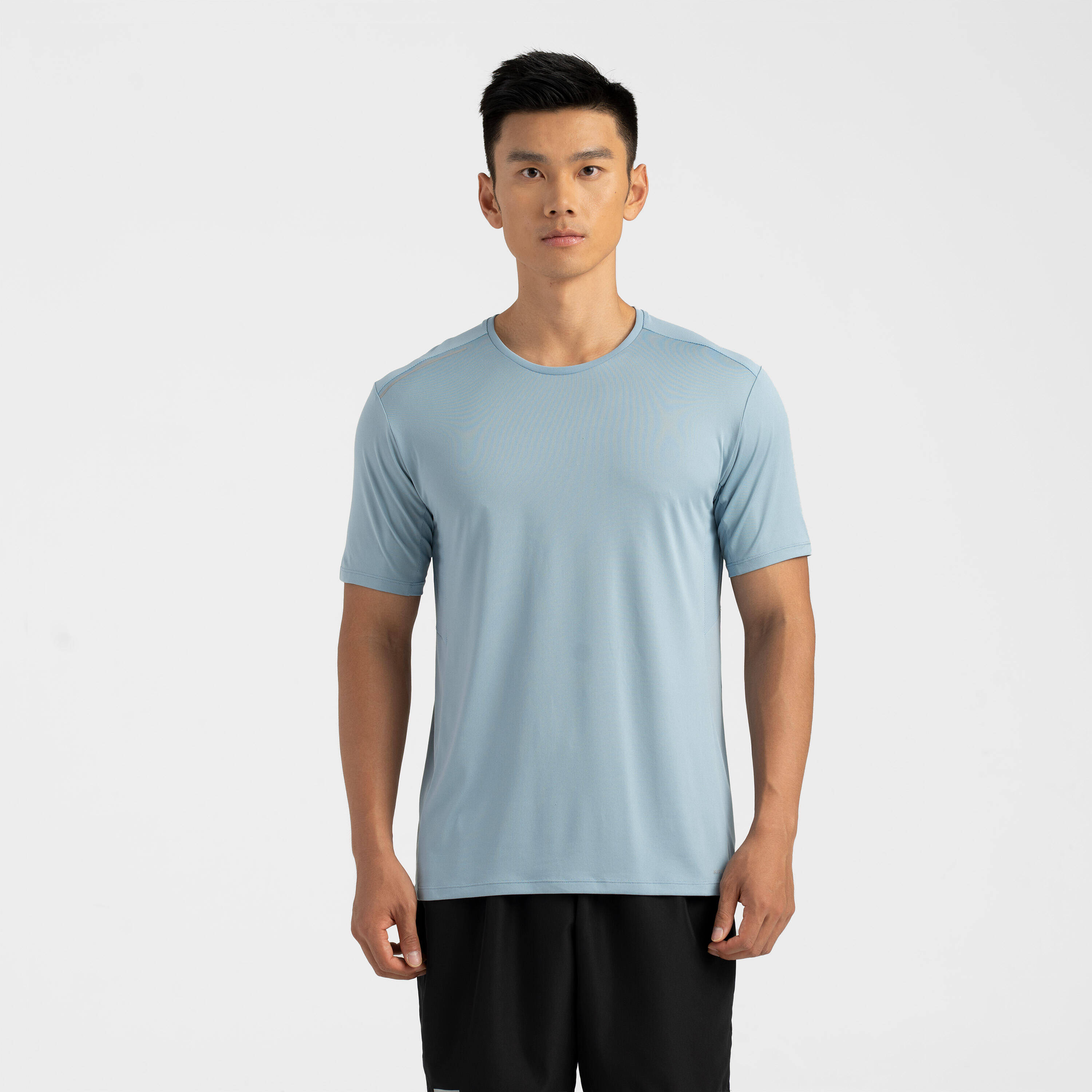 Men Running T-Shirt, Quick Dry, Crew Neck - Denim Blue -  2