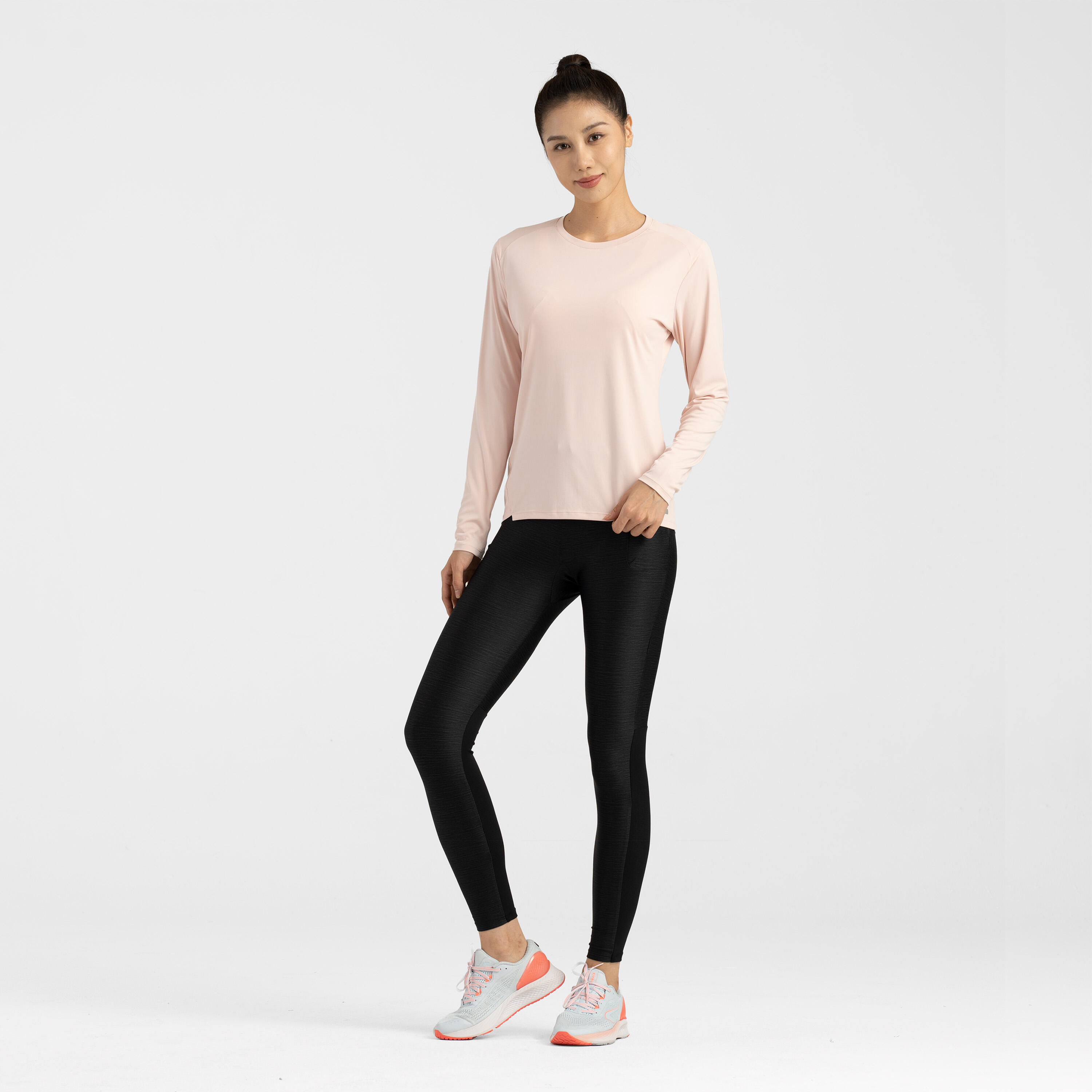Playera de running de manga larga rosa para mujer Sun Protect 9/18