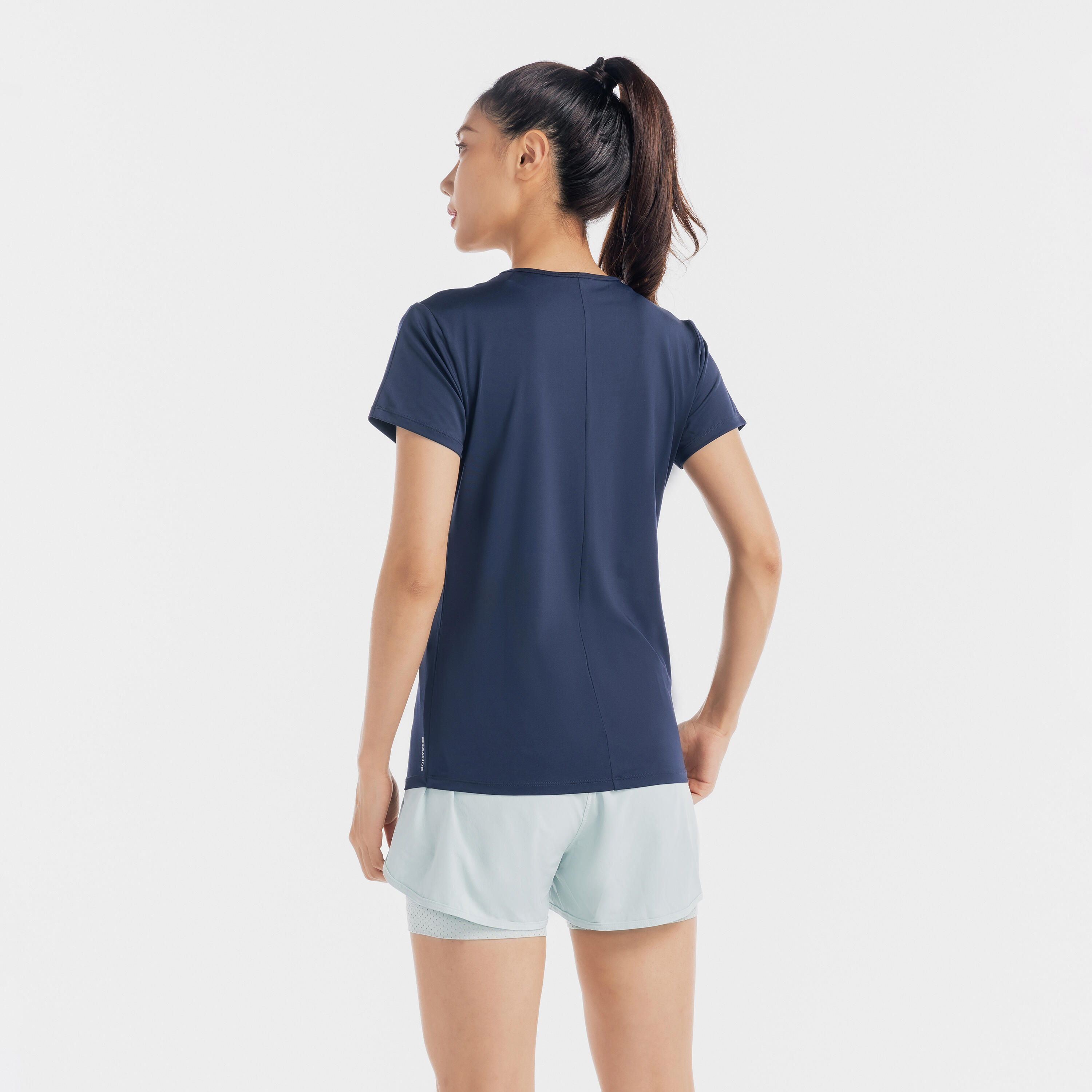 Crew Neck Women's Gym T-Shirt 100- Steel Blue