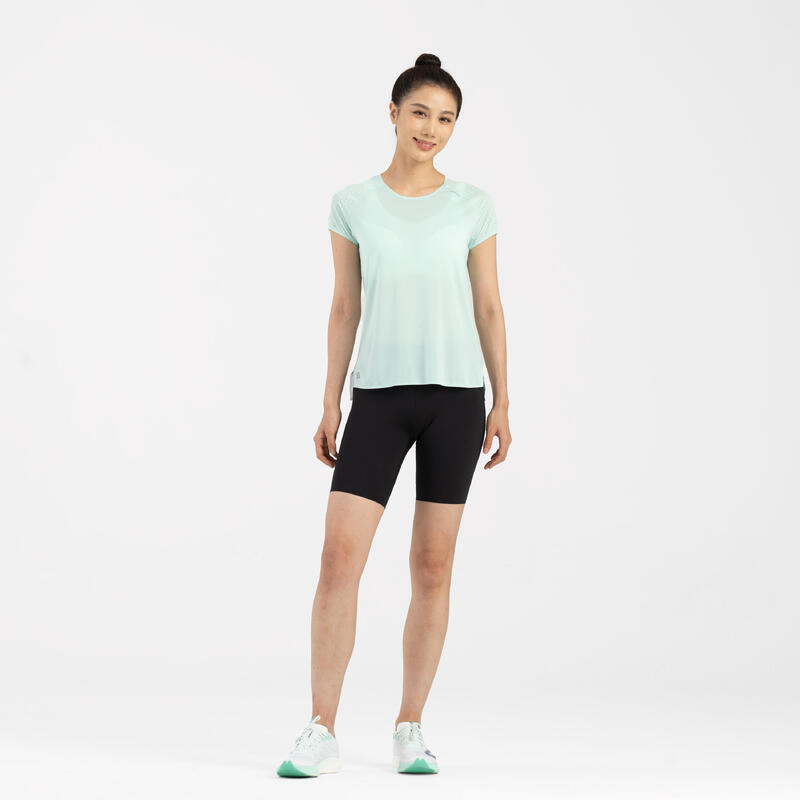 女款輕盈跑步 T 恤 Run 900－藍綠色