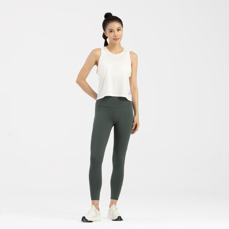 Débardeur court de Running respirant Femme - KIPRUN Run 500 Dry blanc