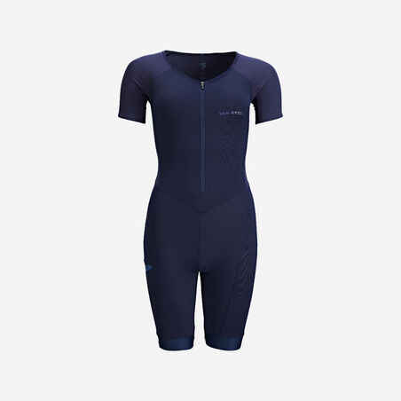 Odijelo za triatlon kratkih rukava žensko mornarski plavo