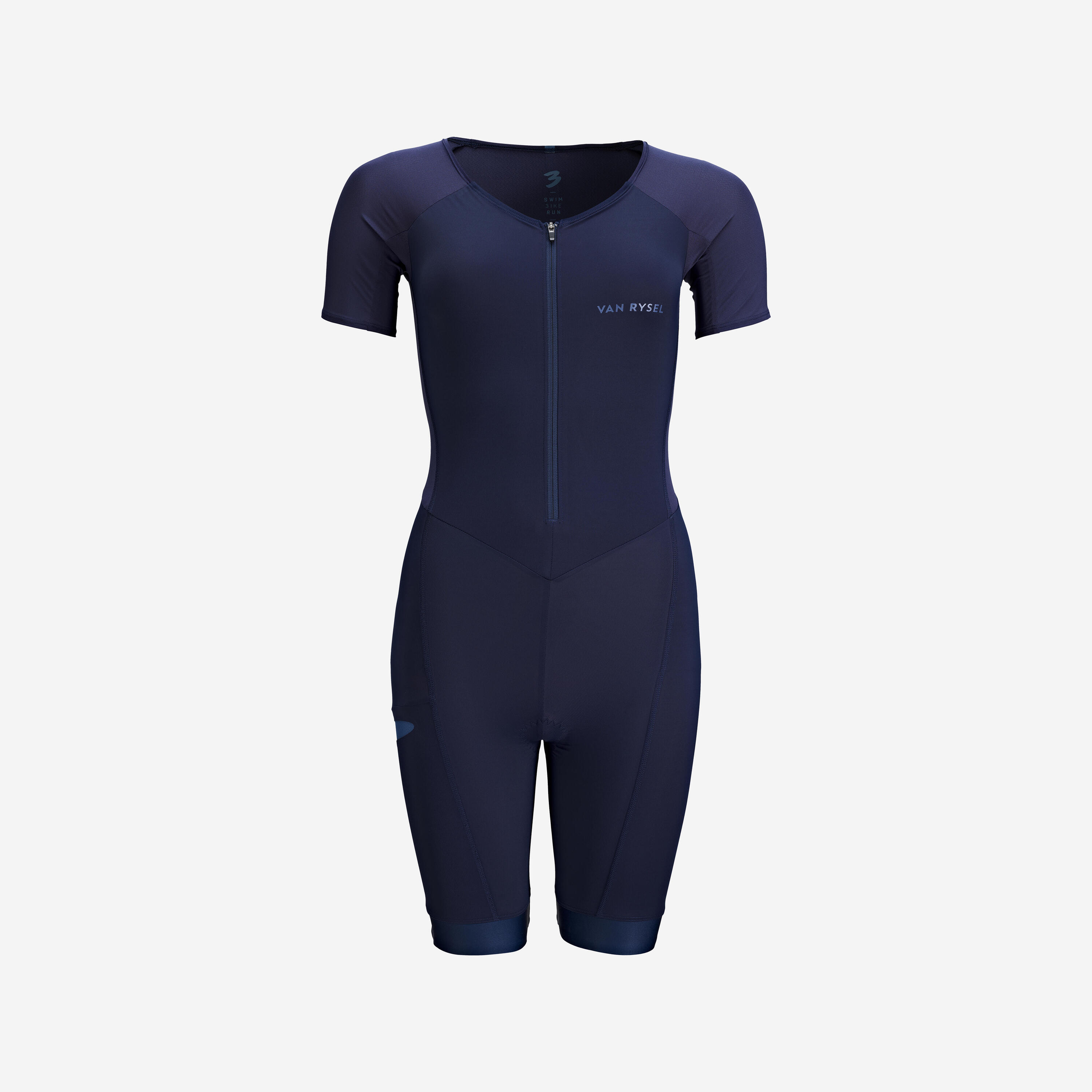 WOMEN'S SHORT-SLEEVED SD TRIATHLON TRISUIT - NAVY  1/6