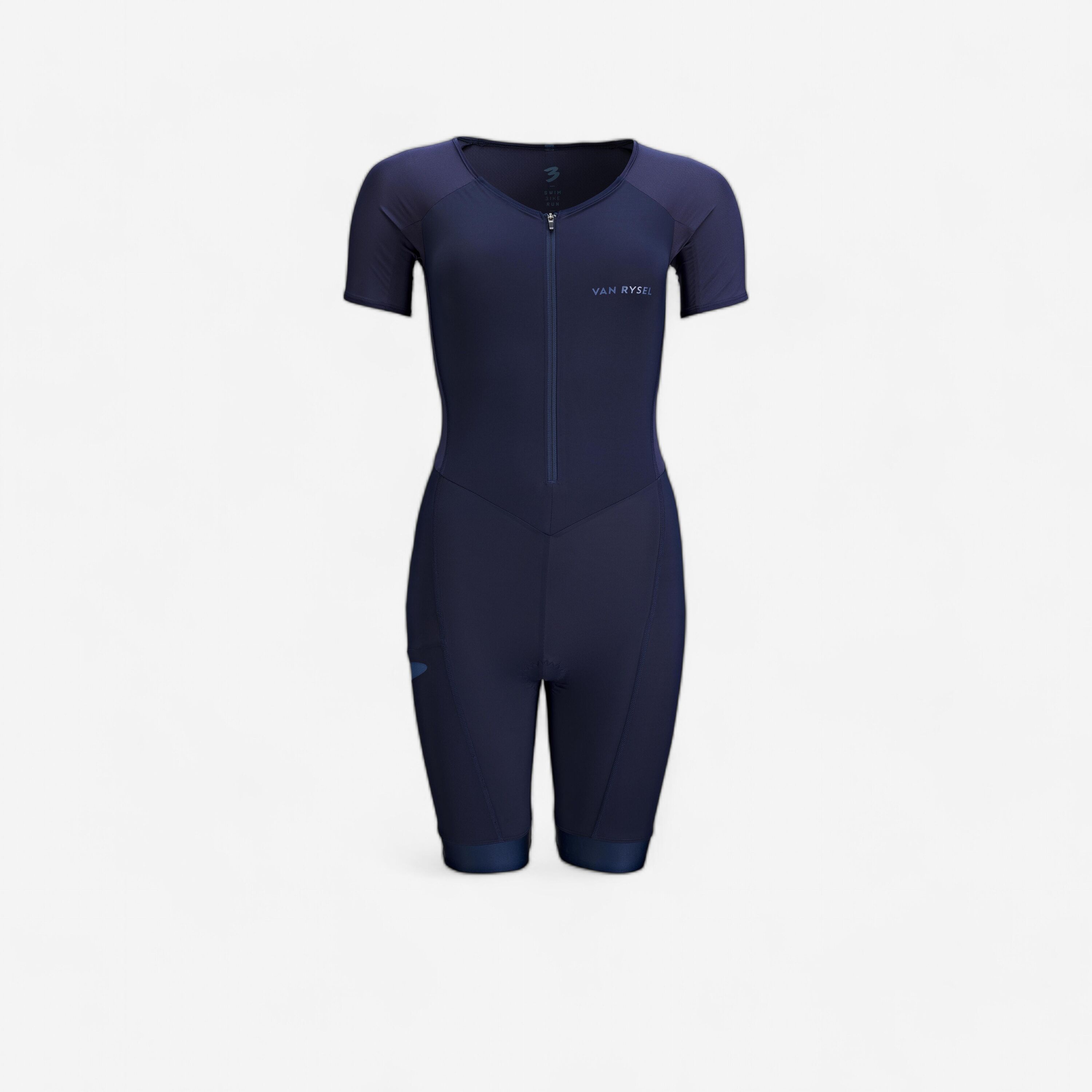 VAN RYSEL WOMEN'S SHORT-SLEEVED SD TRIATHLON TRISUIT - NAVY 