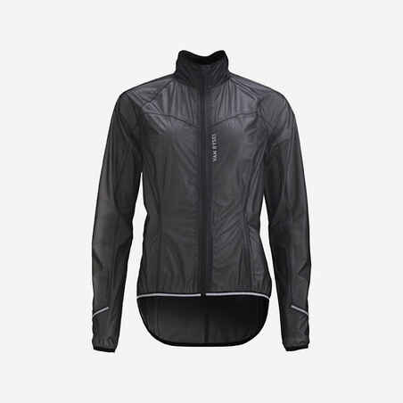 chaqueta impermeable ciclismo ultraligera 900 mujer	van rysel - negra