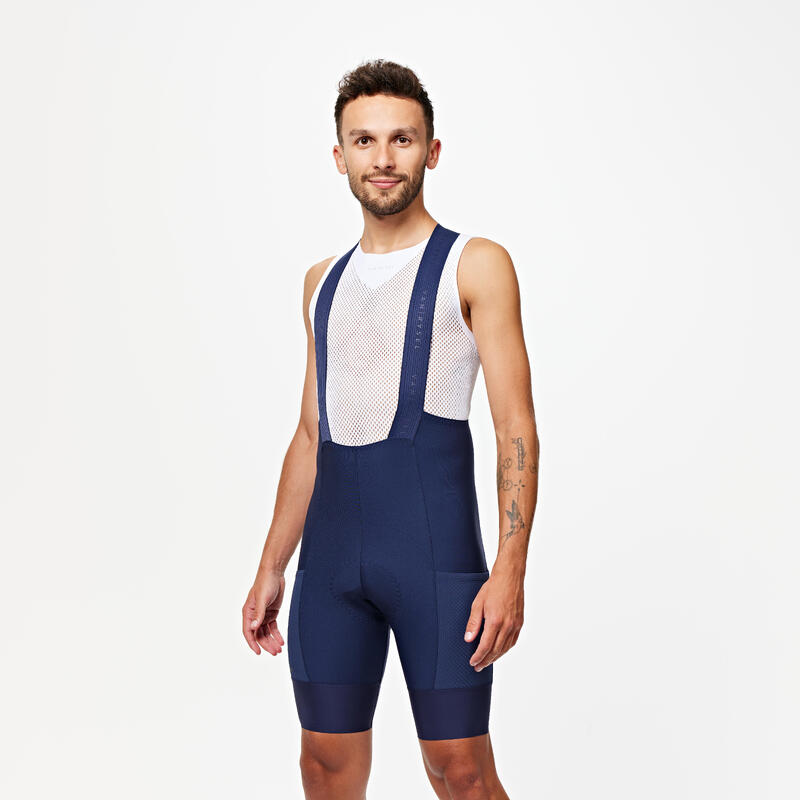 Cuissard bretelles de vélo de route homme Endurance Bleu marine