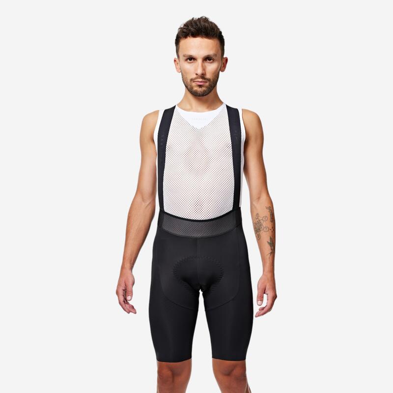 Culotte Ciclismo corto con tirantes Hombre Racer 3 Negro