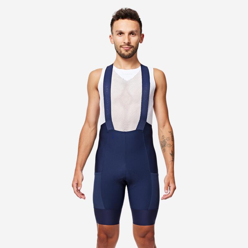 Culotte ciclismo corto con tirantes Hombre Endurance Azul Marino