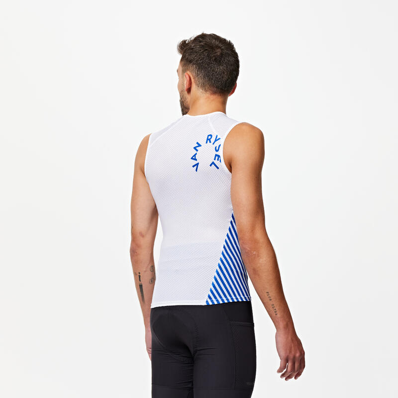 Maglia termica estiva ciclismo uomo bianco-azzurro