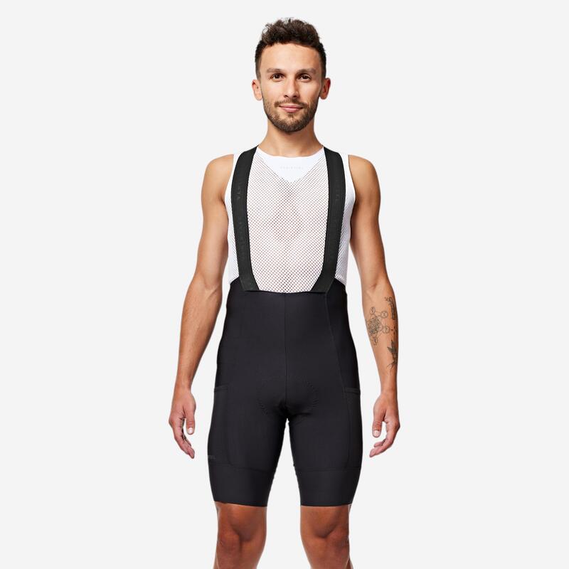 Culotte ciclismo corto con tirantes Hombre Endurance Negro