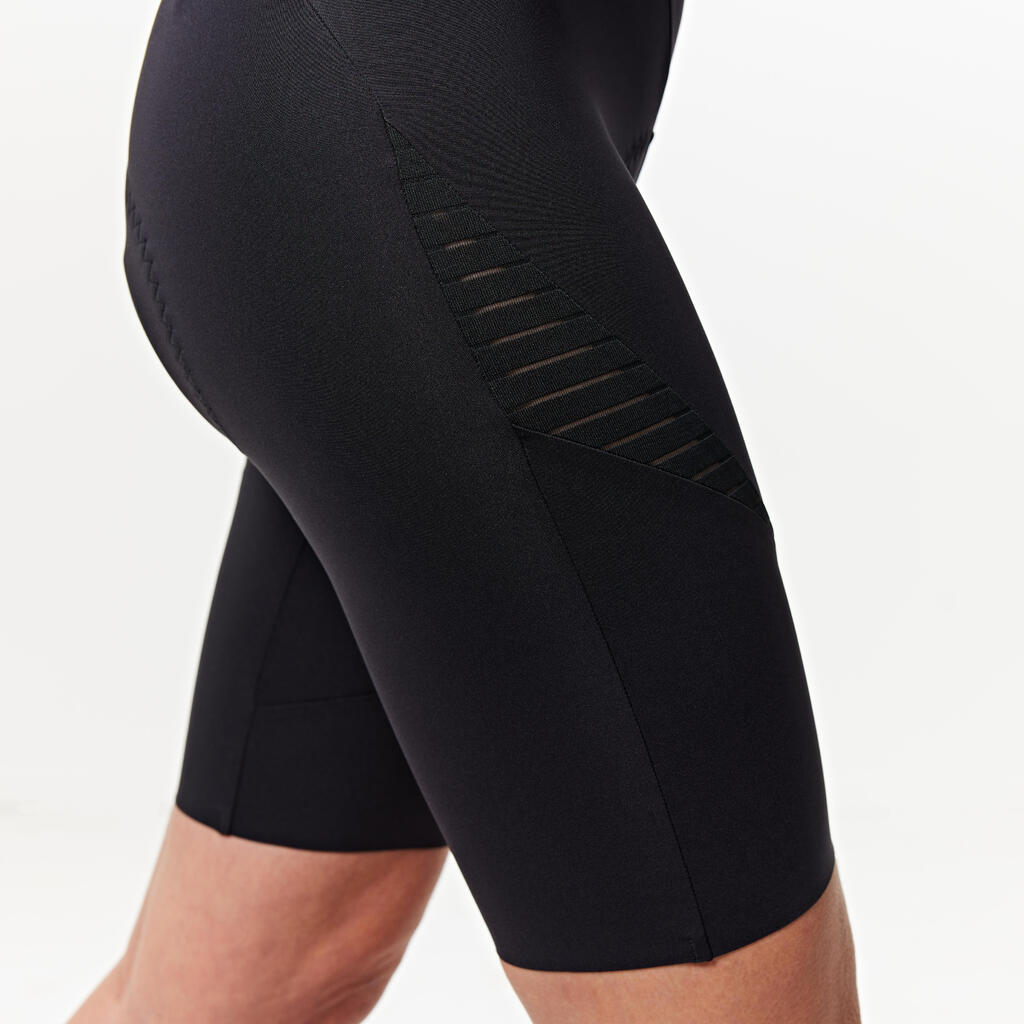 Licras Ciclismo Carretera Endurance Mujer Azul Negro Sin Tirantes