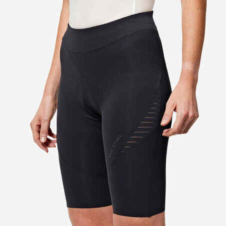 Culotte ciclismo carretera corto sin tirantes mujer Van Rysel EDR negro