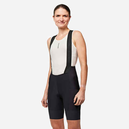 
      Women's Road Cycling Bib Shorts Endurance - Black 
  