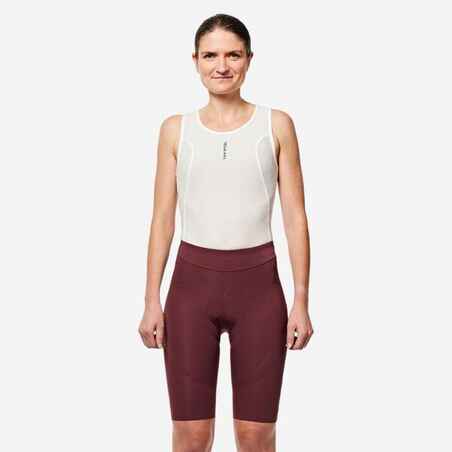 Women's Road Cycling Bibless Shorts Endurance - Burgundy