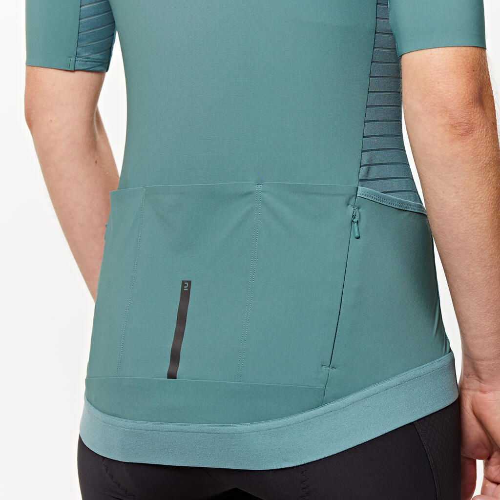 Majica kratkih rukava za cestovni biciklizam Endurance ženska cedar