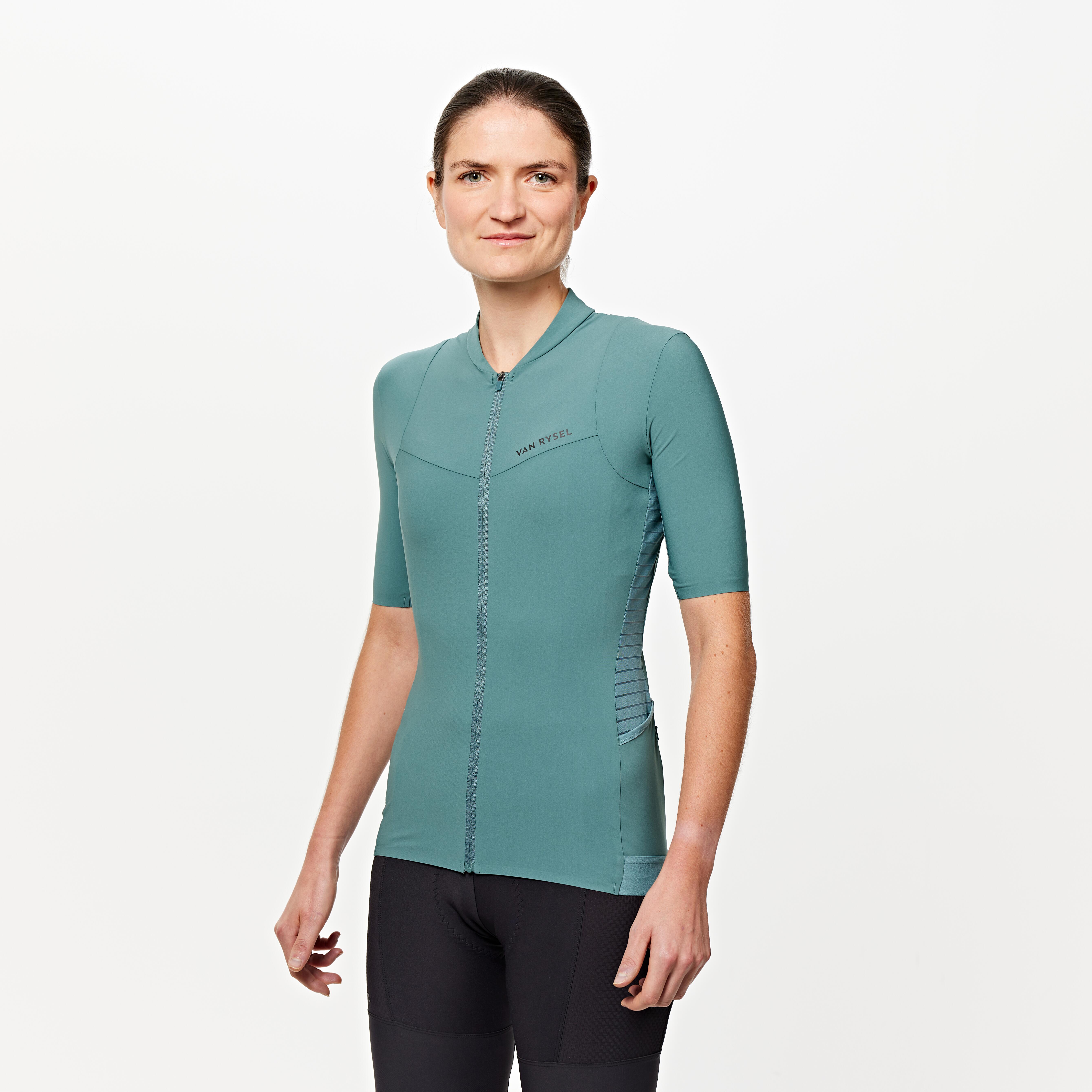 Jersey de ciclismo de carretera de manga corta cedro para mujer Endurance Decathlon