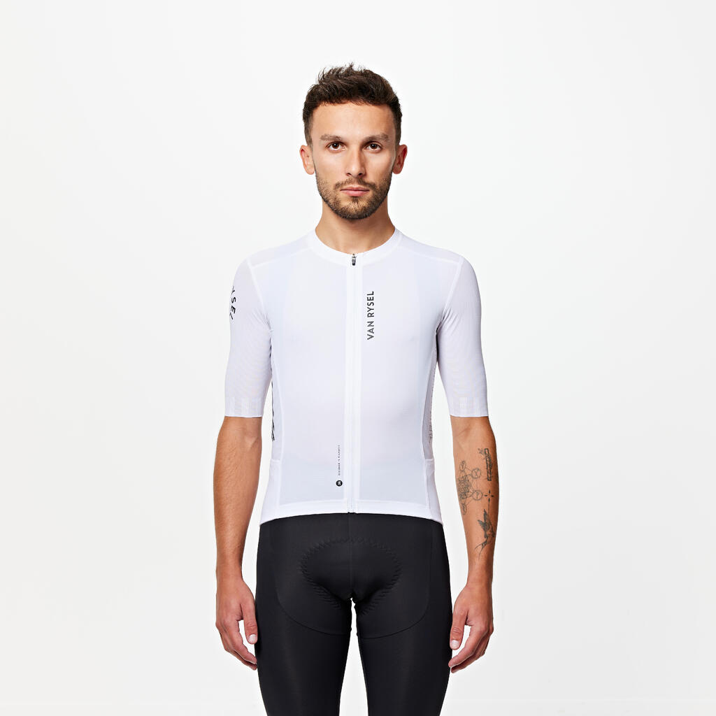 Unisex letný cyklistický dres Racer 2 s krátkym rukávom biely