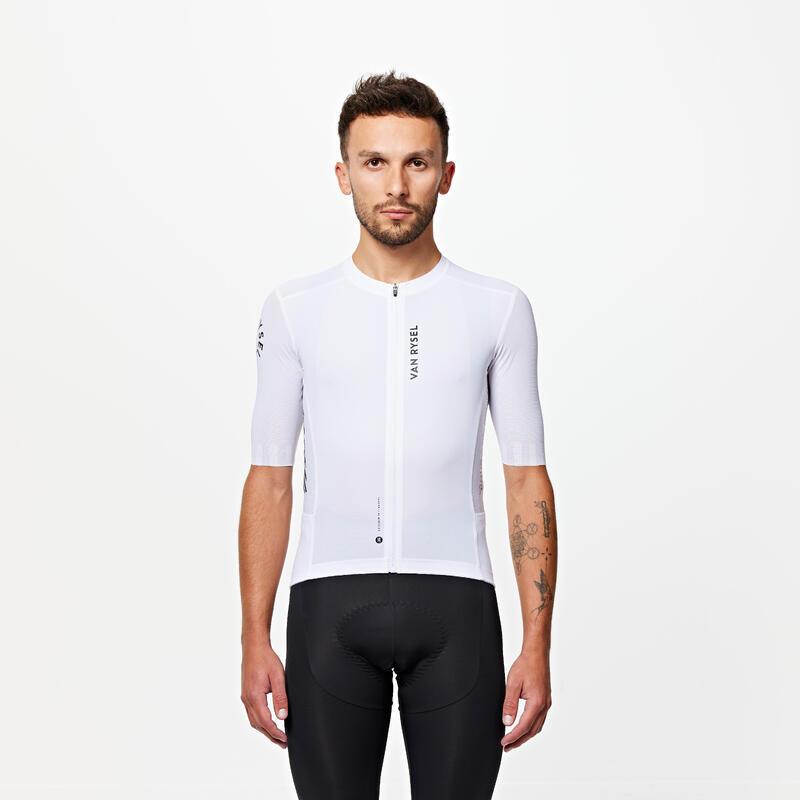 Maglia ciclismo adulto unisex Van Rysel RACER 2 bianca