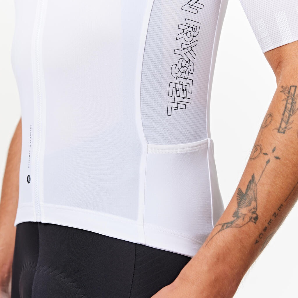 Unisex letný cyklistický dres Racer 2 s krátkym rukávom biely