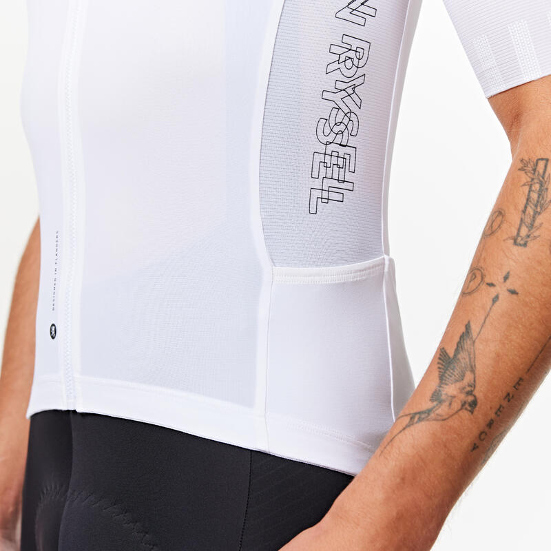 Uniseks fietsshirt met korte mouwen RACER 2 zomer wit