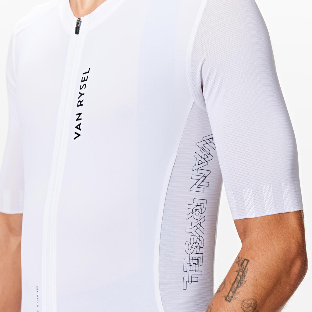 Unisex letný cyklistický dres Racer 2 s krátkym rukávom biely