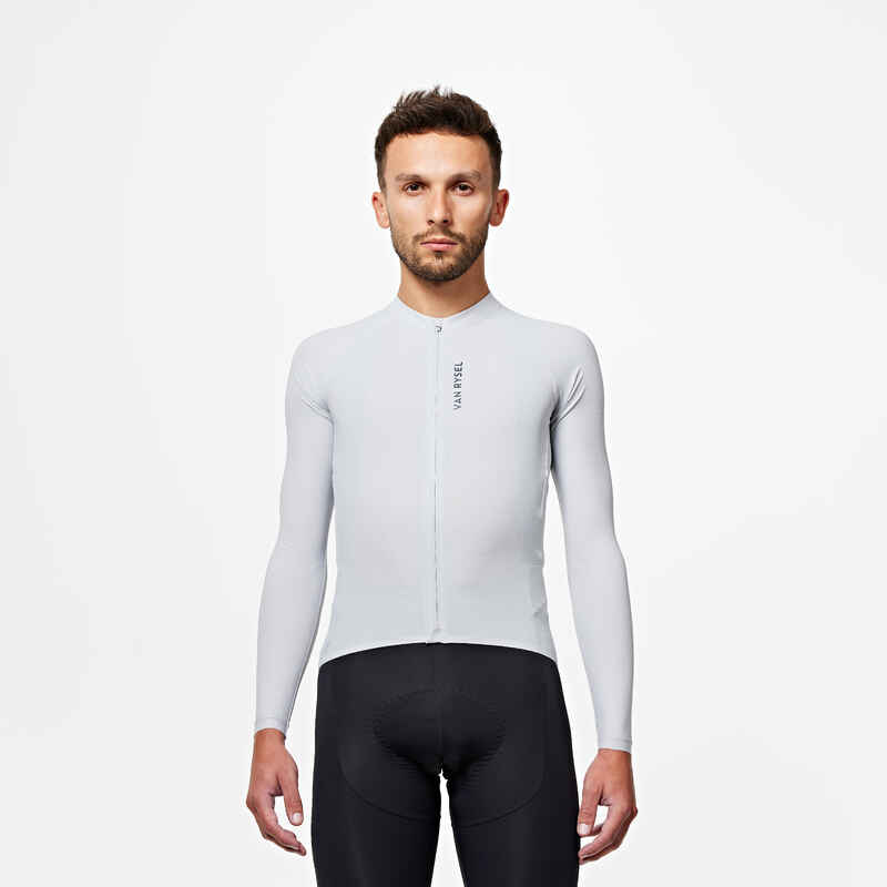 Men's Long-Sleeved UVP Road Cycling Summer Jersey Racer Ultralight - Grey