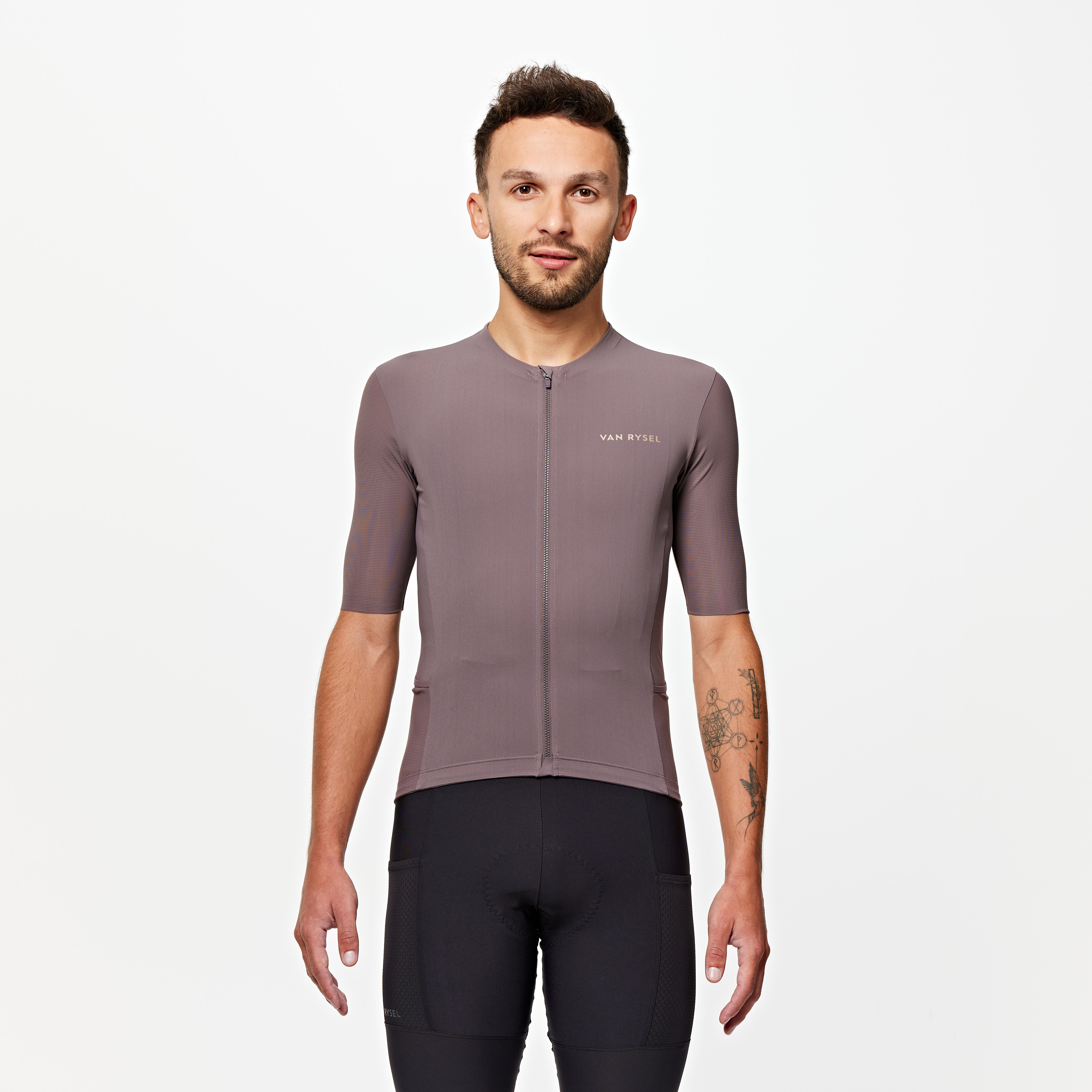 Van Rysel - Maillot Vélo Route Manches Courtes Été Homme - Endurance Ultra 2 Marron Quartz - Maillot Manches Courtes - Velos Et Equipements Route -