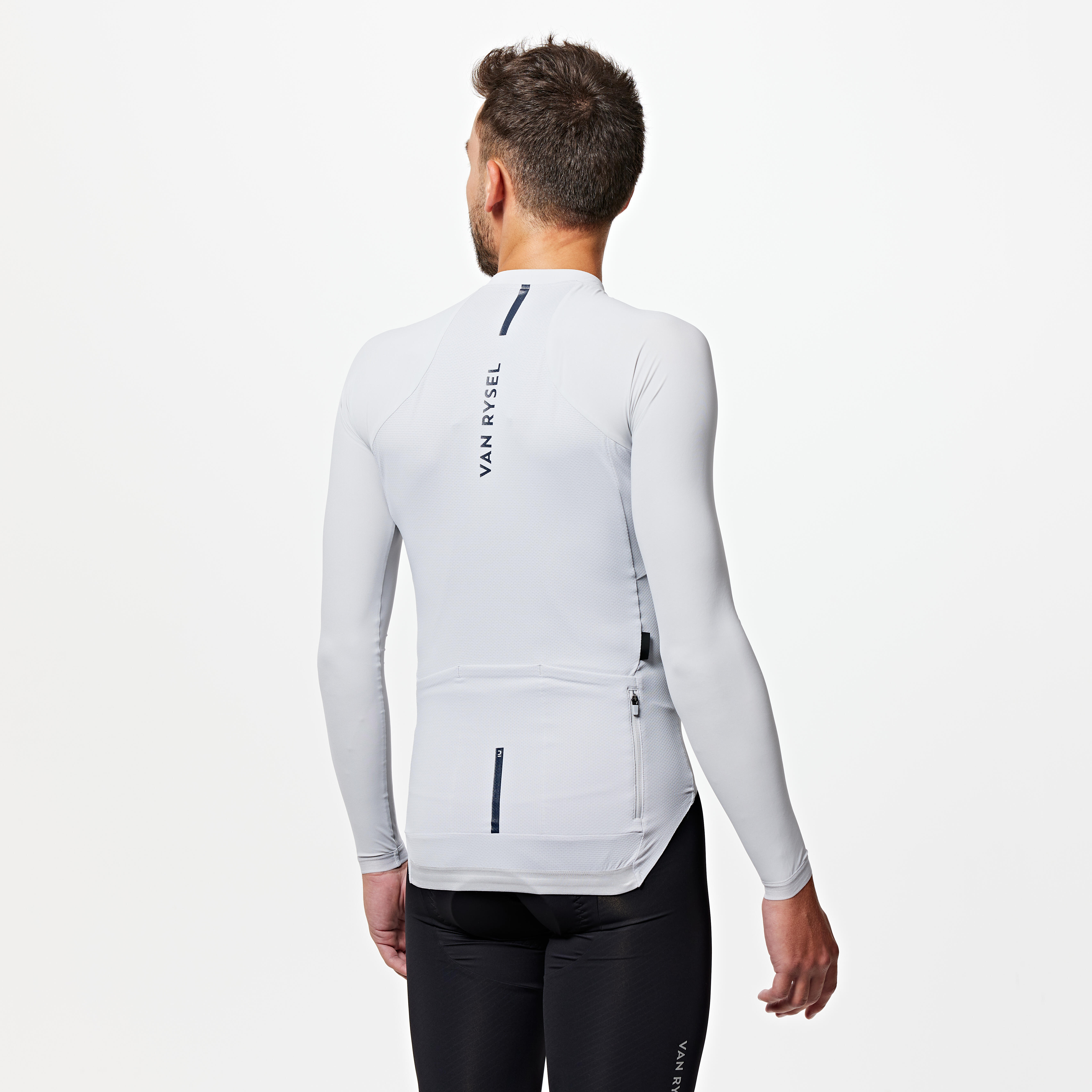 Men's long-sleeved summer road cycling jersey UVP - racer ultralight grey