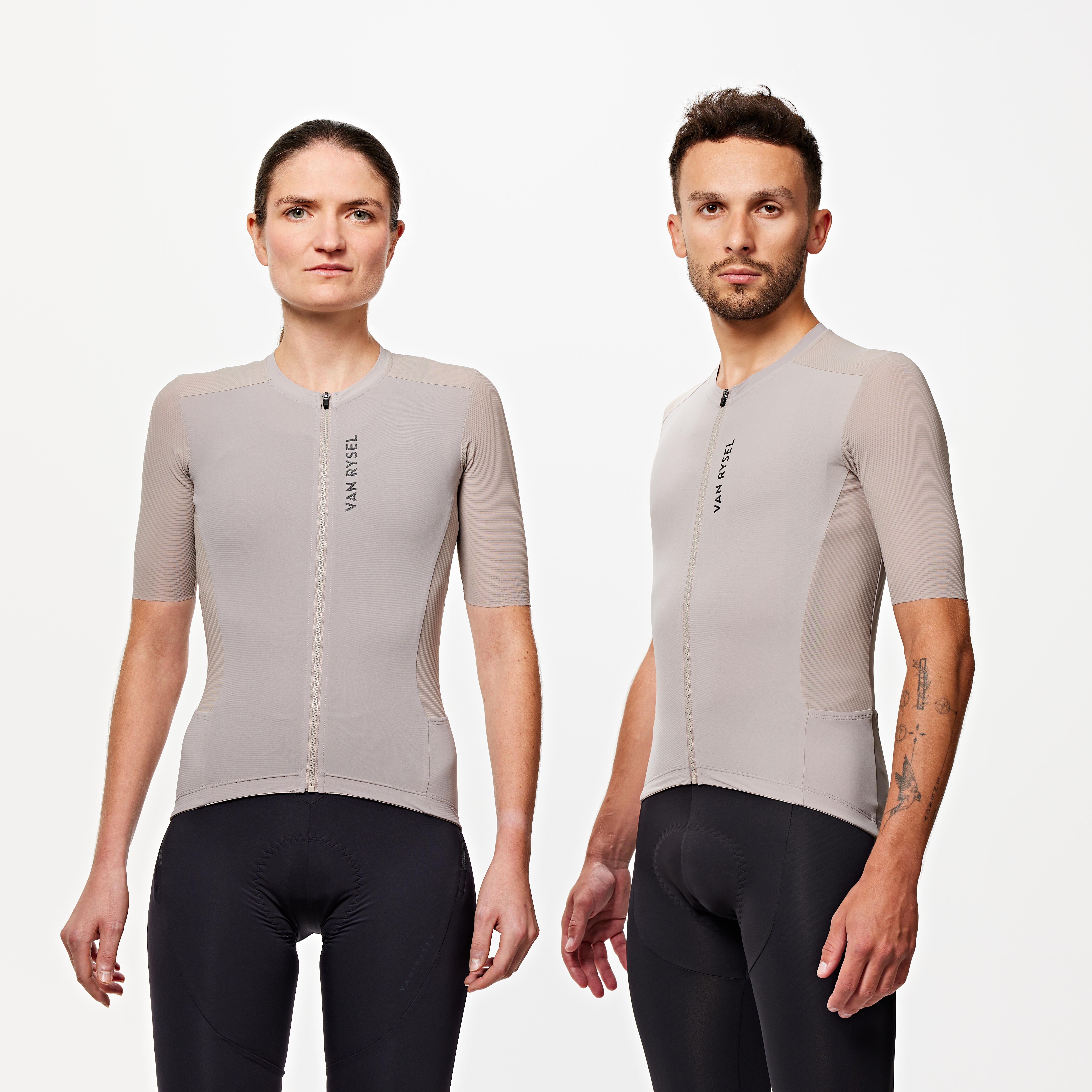 Van Rysel - Maillot Vélo Route Manches Courtes Été Unisexe - Racer 2 - Maillot Manches Courtes - Velos Et Equipements Route - Beige - 36 Xs -